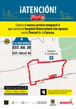 Ruta 4, servicio urbano Hospital universitario San Ignacio
