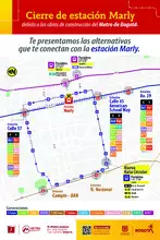 Por cierre de la estación Marly, TransMilenio implementa ruta circular y presenta alternativas de viaje