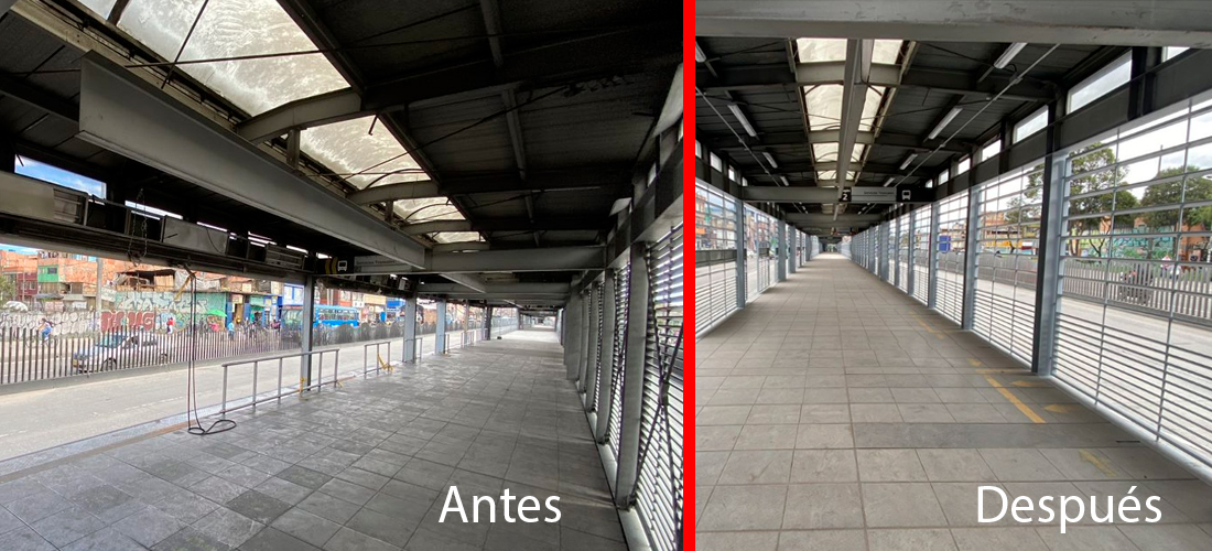 Foto de estación Biblioteca Tintal el antes y después 