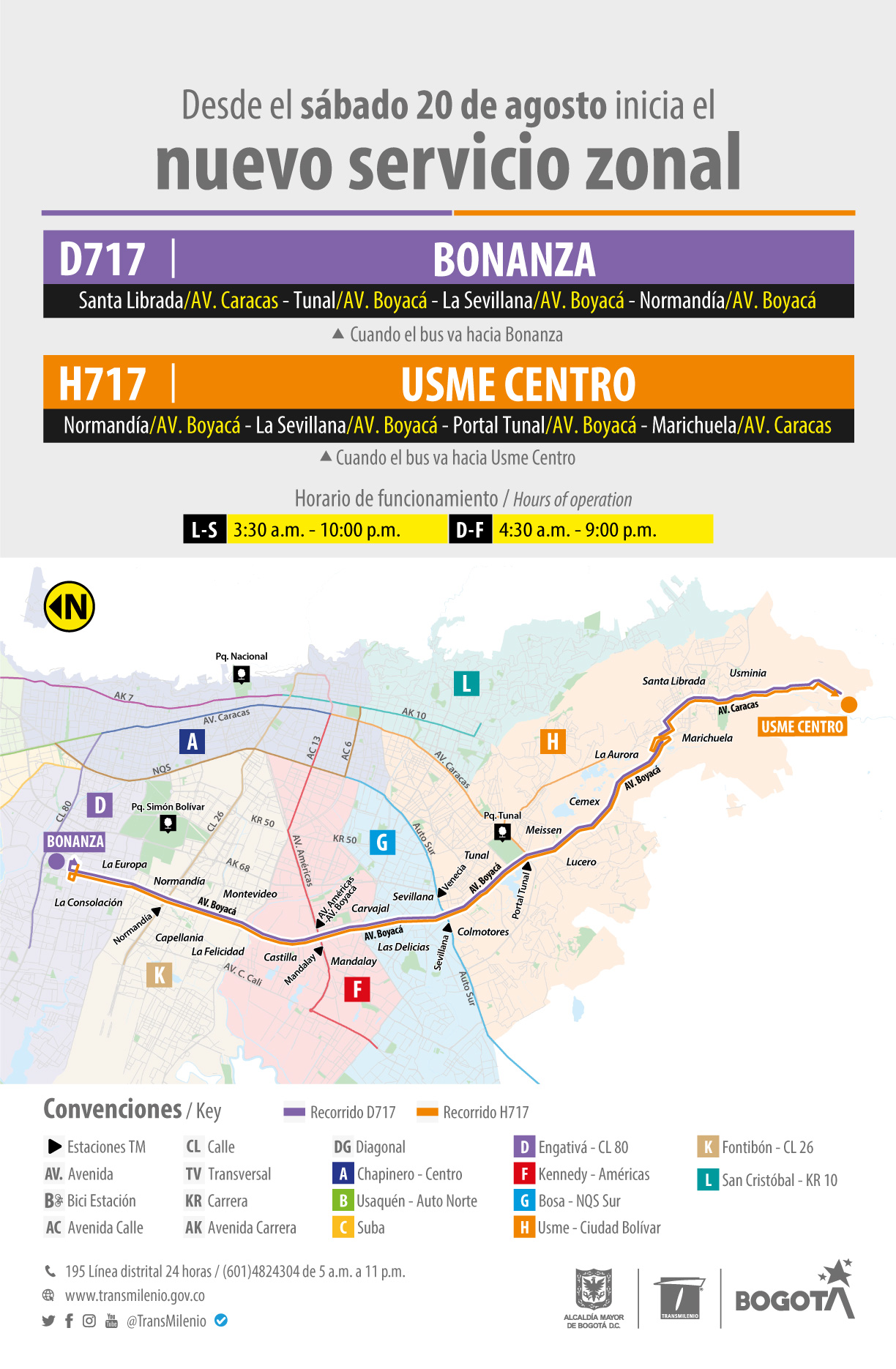 Nueva ruta zonal D717 Bonanza - H717 Usme Centro