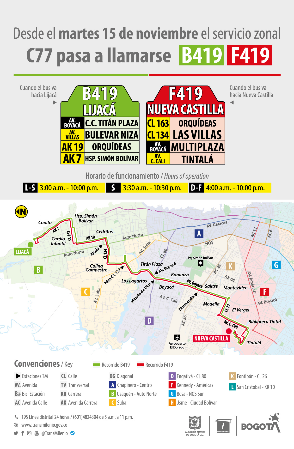 Ajuste operacional de la ruta B419-F419 Lijacá – Nueva Castilla