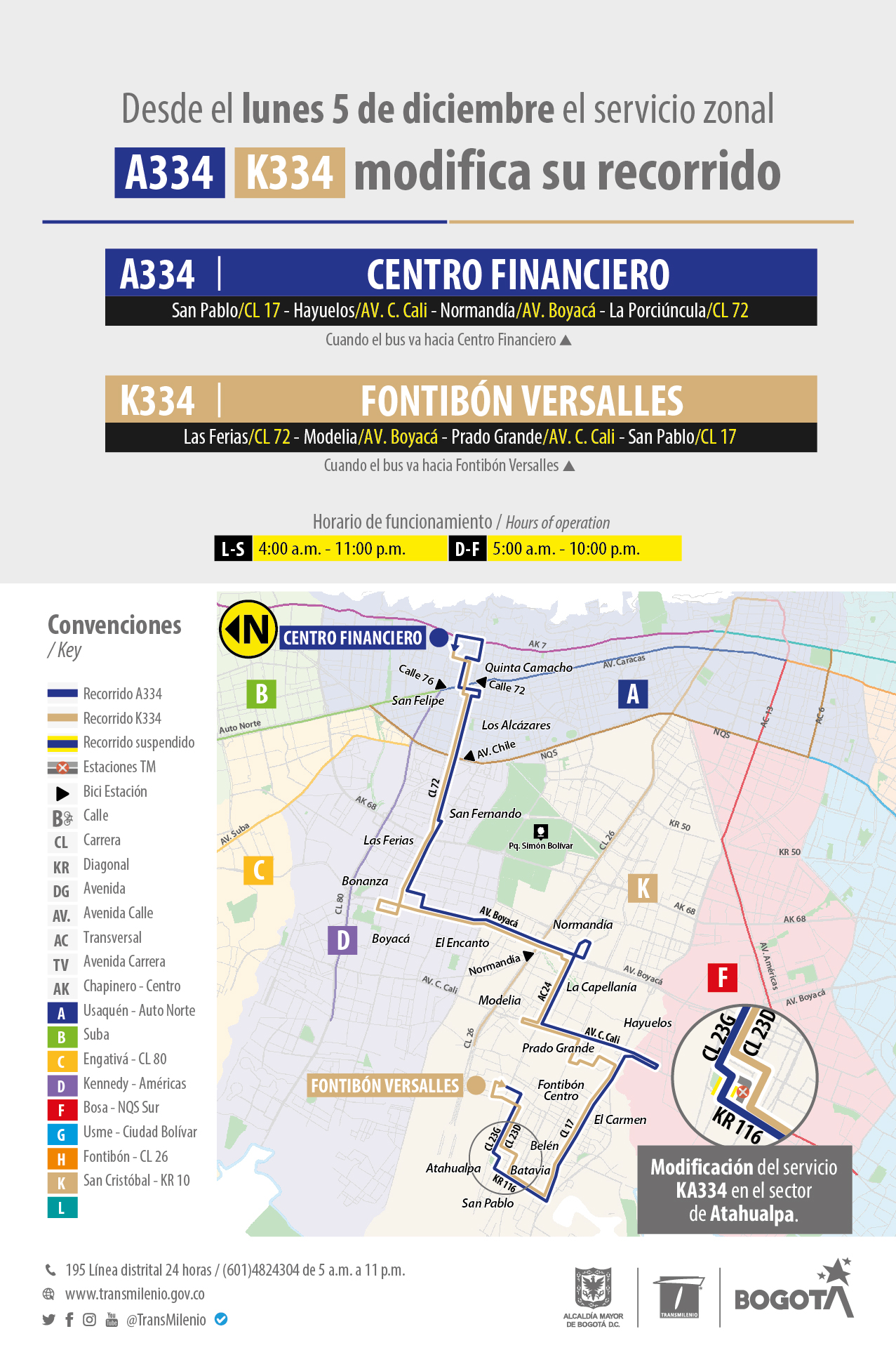 Recorrido de la ruta K334-A334 en el sector de Atahualpa
