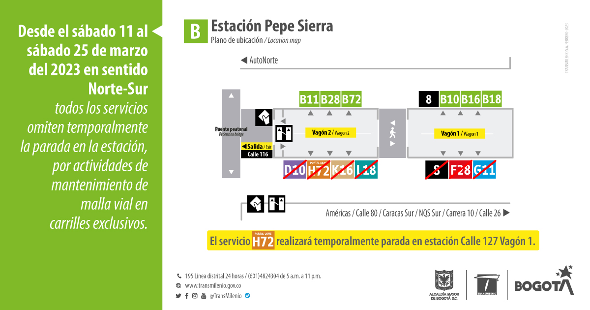 Estación Pepe Sierra tendrá cambios temporales