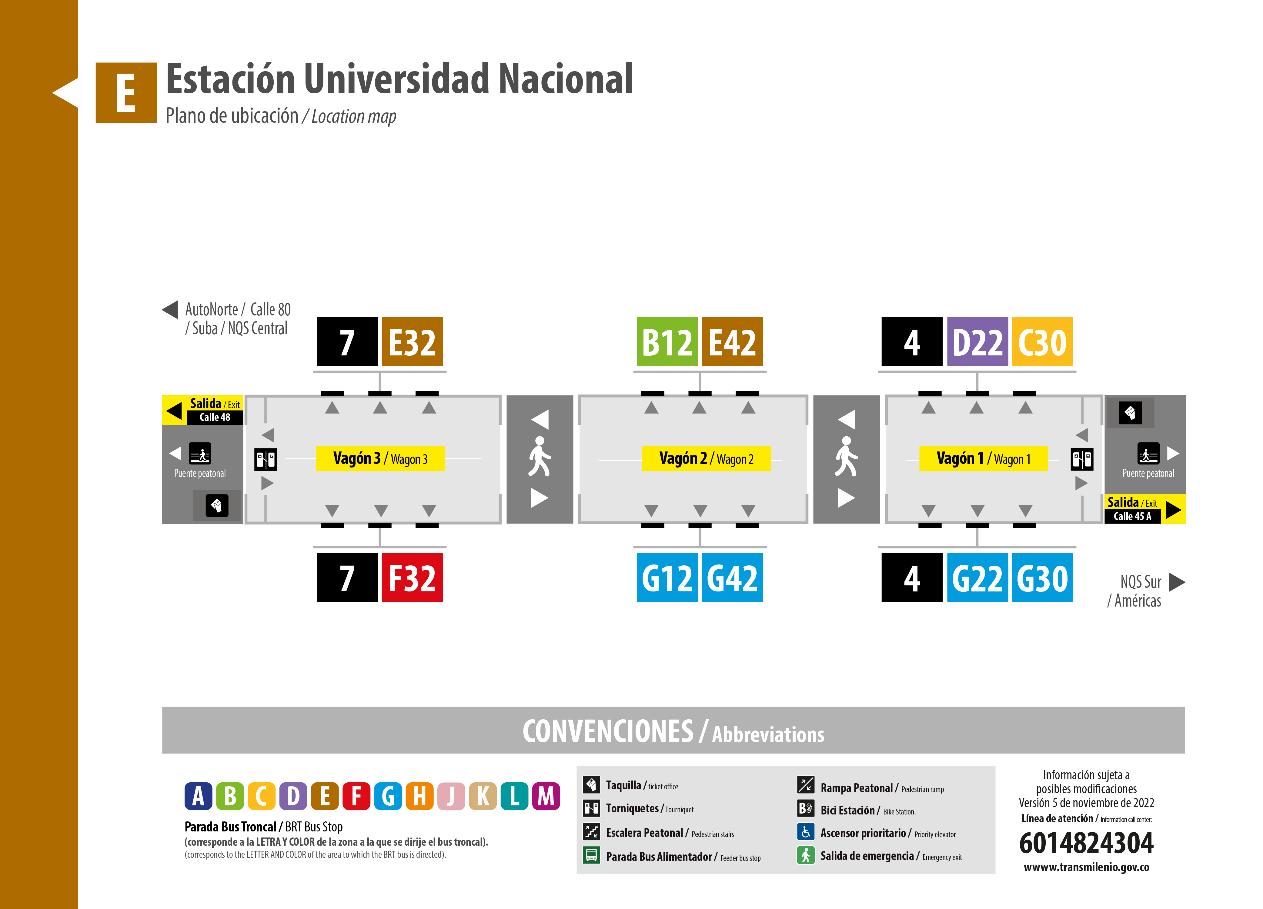 Plano estación Universidad Nacional