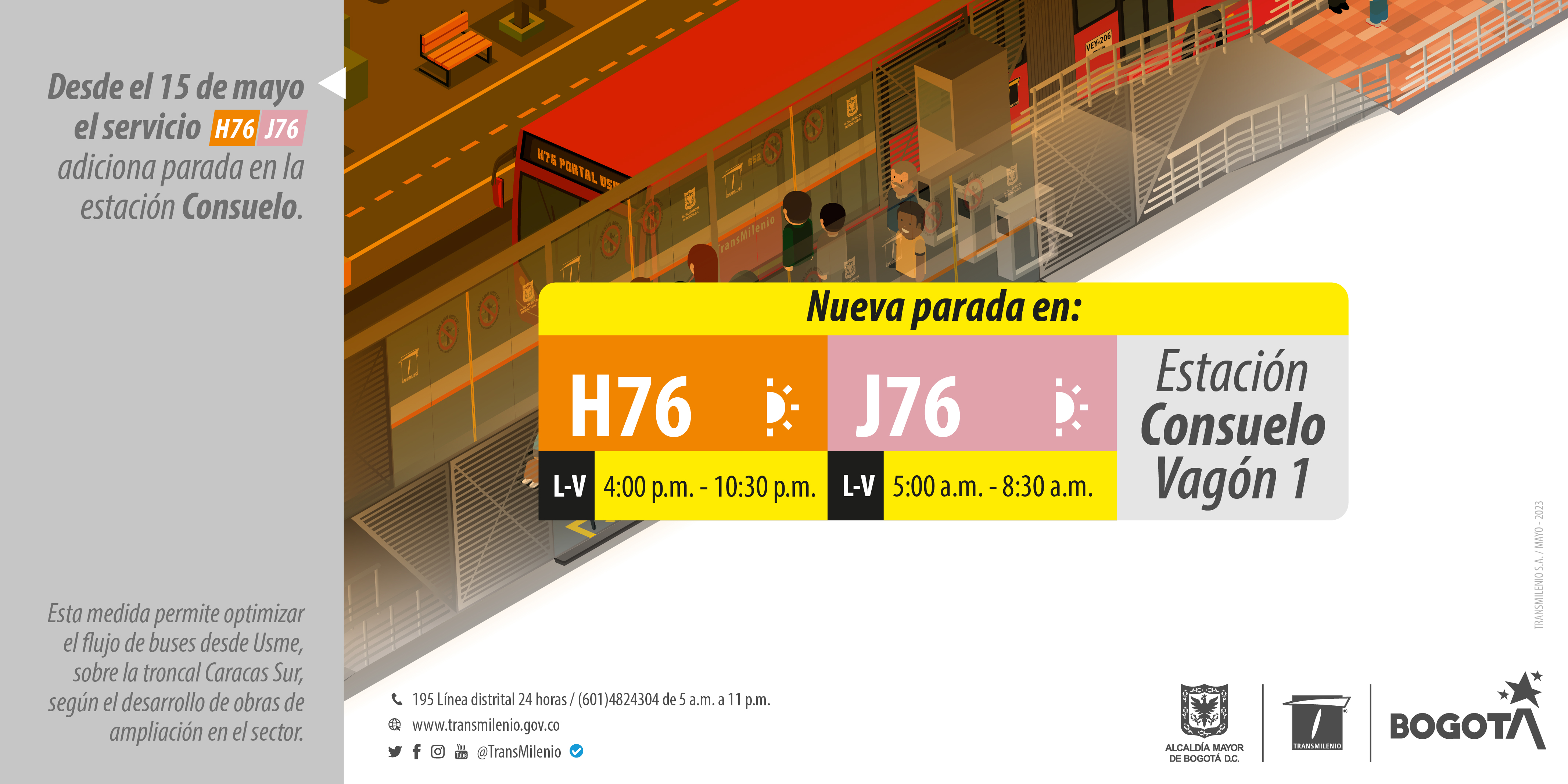 Nuevas paradas en la estación consuelo -Vagón 1 rutas H76 - J76