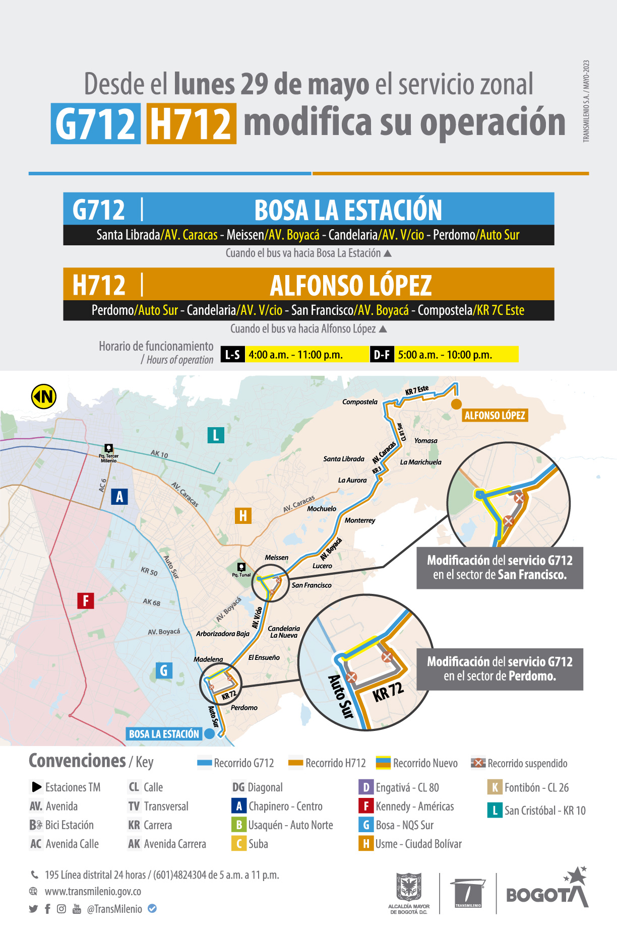 Ruta zonal G712 Bosa  la Estación - H712 Alfonso López