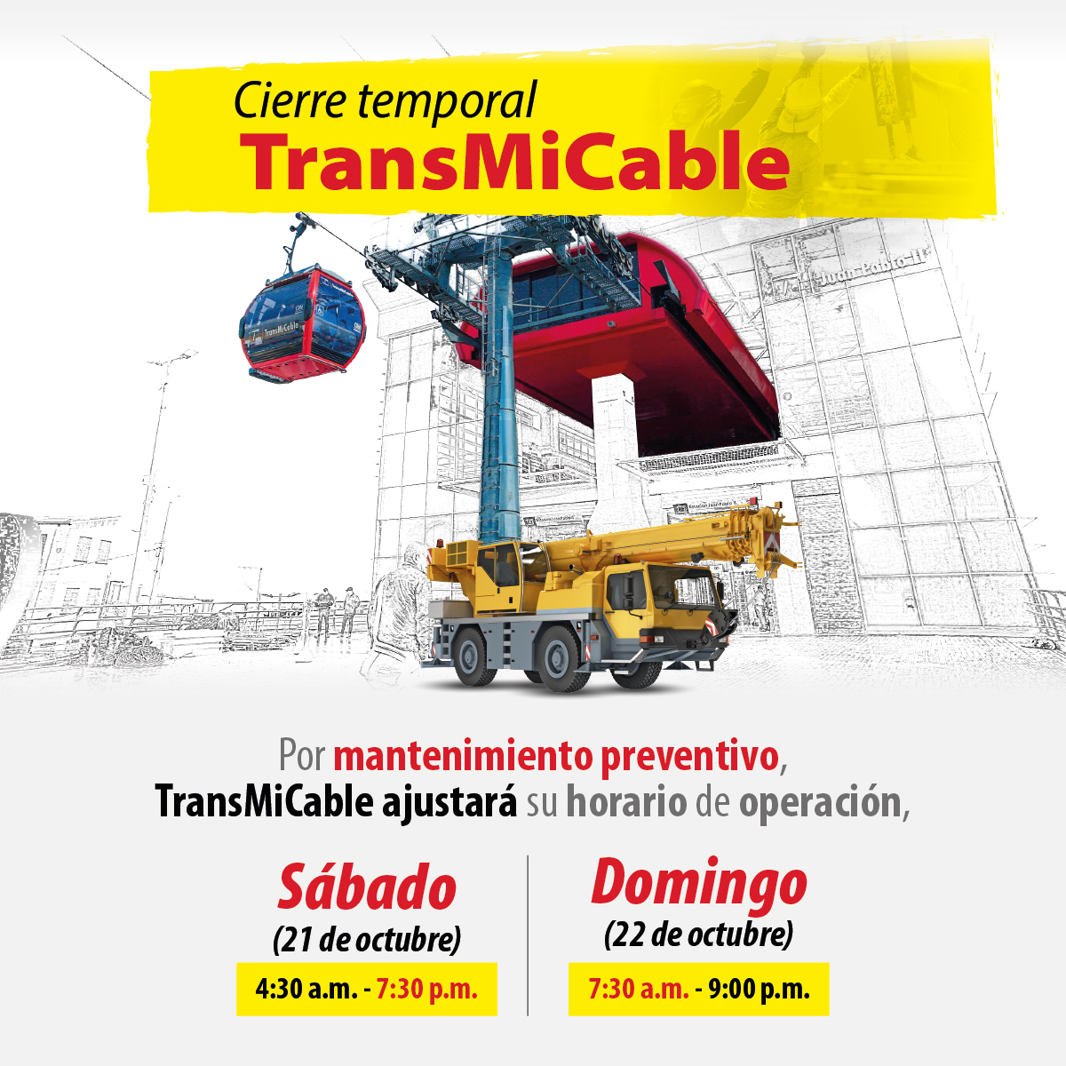 Ajuste horario de TransMiCable por mantenimiento