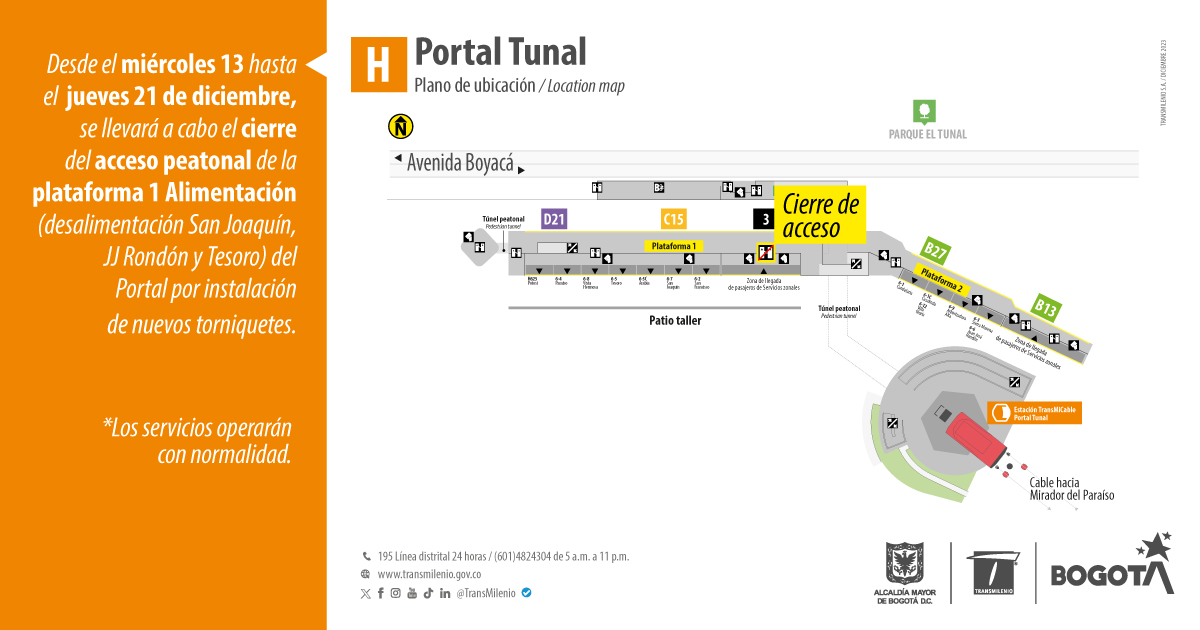 Modificación en los accesos del Portal Tunal
