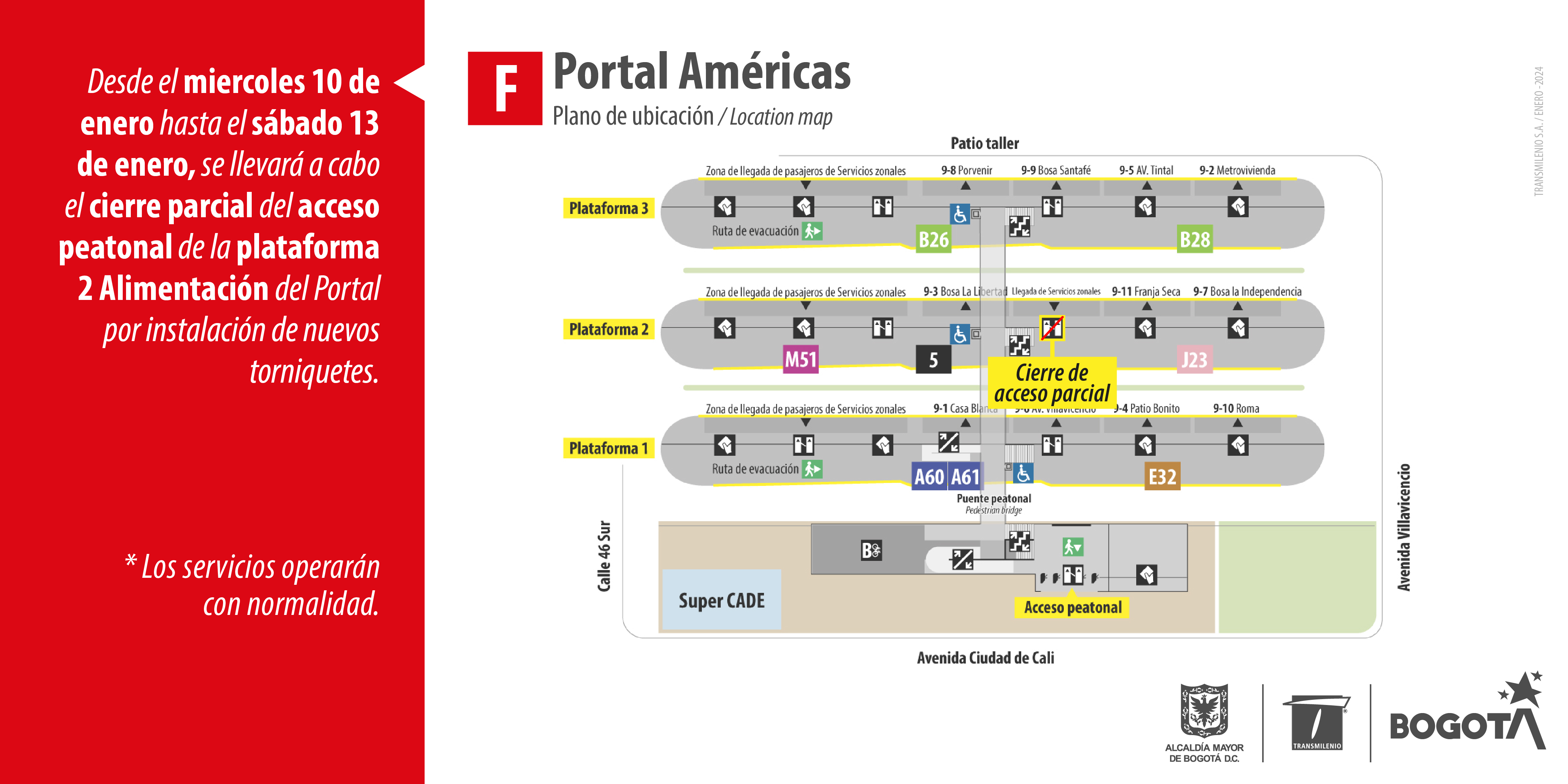 Cierre parcial de acceso en el Portal Américas