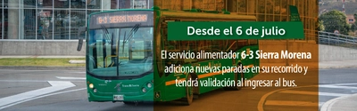 Servicio alimentador 6-3 Sierra Morena adiciona nuevas paradas a su recorrido