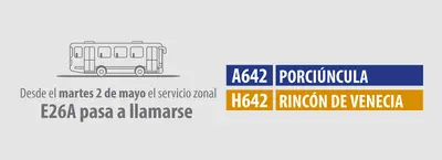 Ruta zonal E26A cambia su nombre y modifica su trazado
