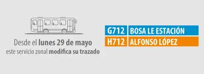 Ruta zonal G712 - H712 modifica su trazado