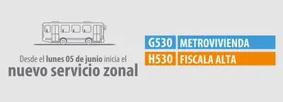 Nuevo servicio zonal G530 Metrovivienda - H530 Fiscala Alta