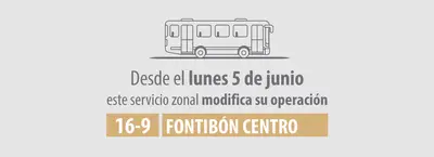 Servicio zonal 16-9 Fontibón Centro modifica su operación