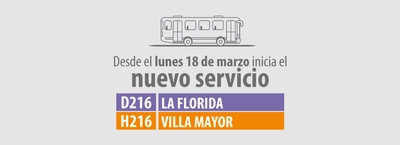Conoce el nuevo servicio zonal D216 La Florida - H216 Villa Mayor
