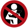 Símbolo: Prohibido llevar mascota en los brazos