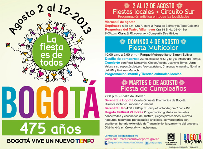 Bogotá 475 años - Agosto 2 al 12 de 2013 