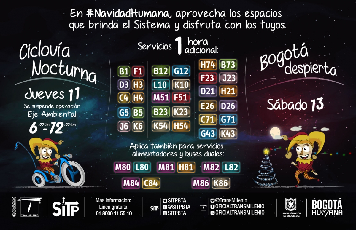 El sistema TransMilenio te acerca a las actividades de Navidad