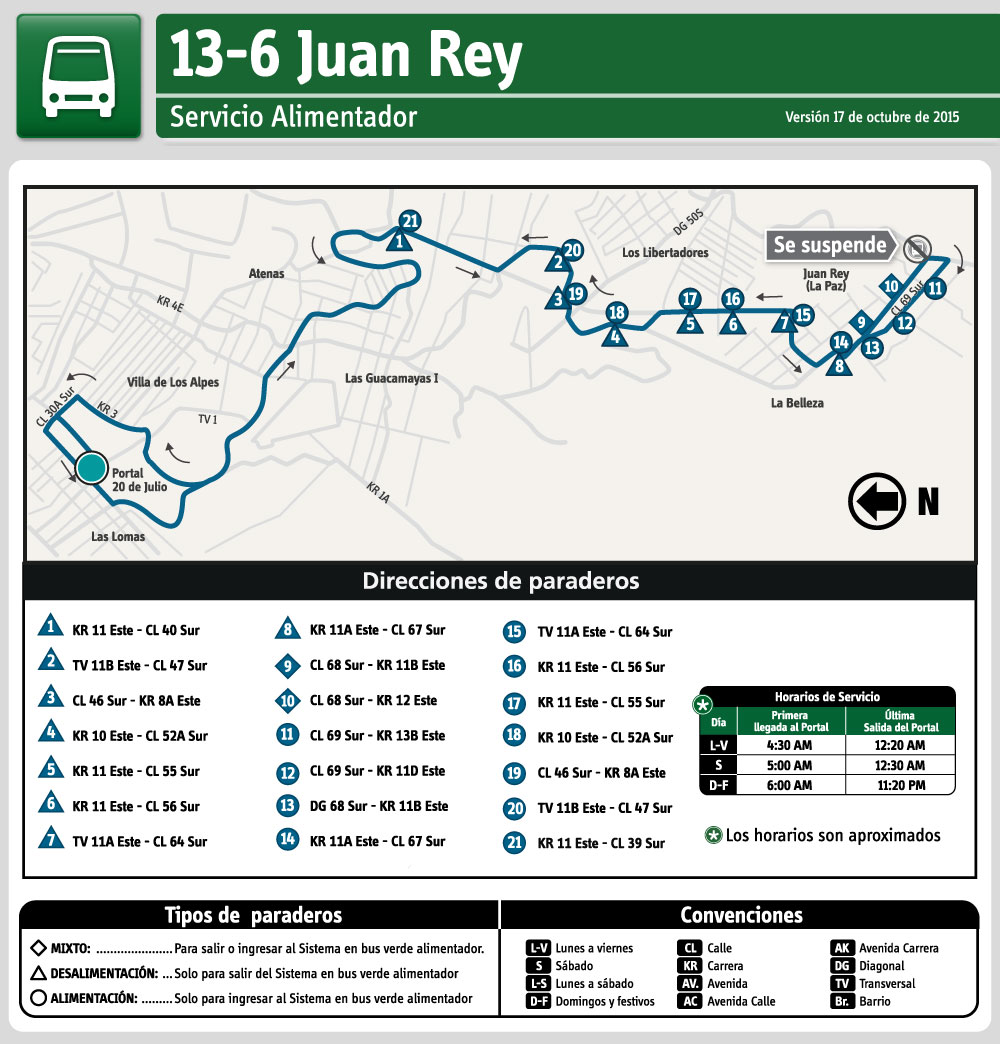 Ajustes operacionales ruta 13-6 Juan Rey