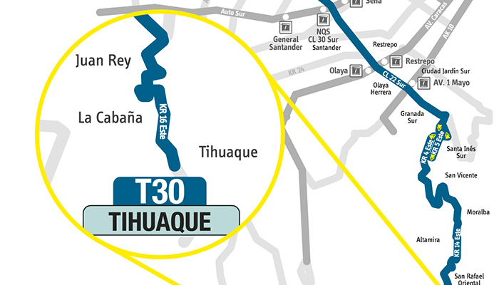 El servicio Urbano T30 Patio Bonito Tihuaque extiende su recorrido