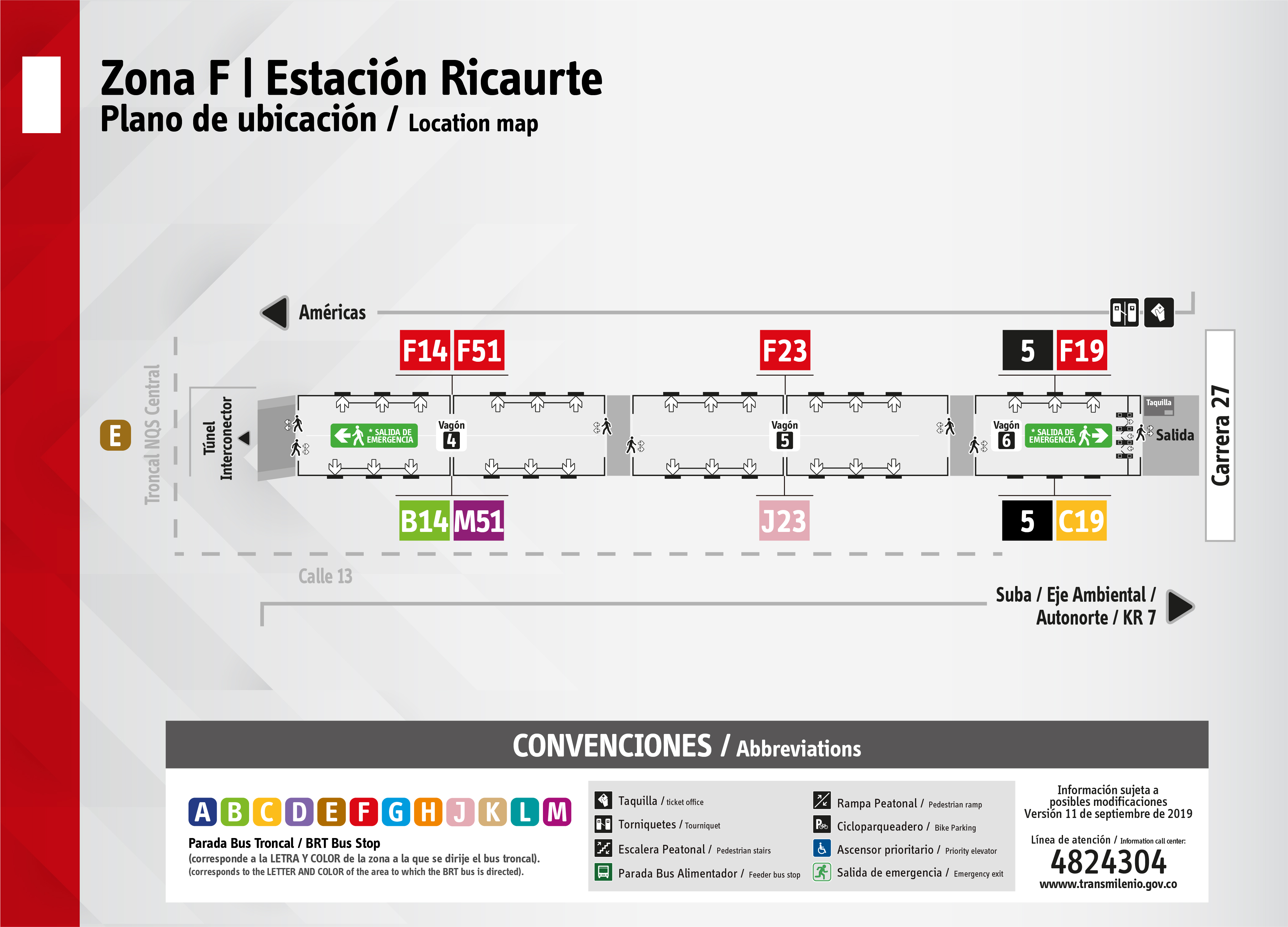 Plano de estación de Ricaurte
