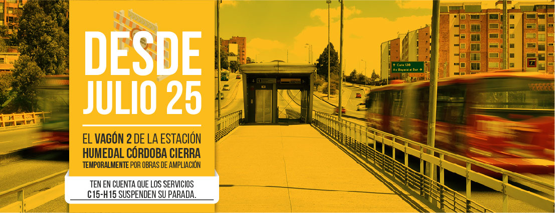 ¡Atención usuarios de la estación Humedal Córdoba!