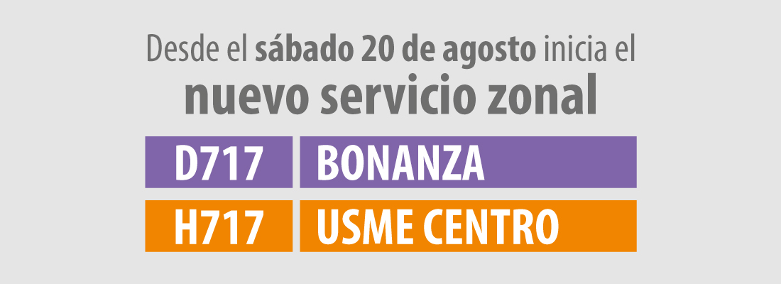 Nueva ruta zonal D717 Bonanza - H717 Usme Centro