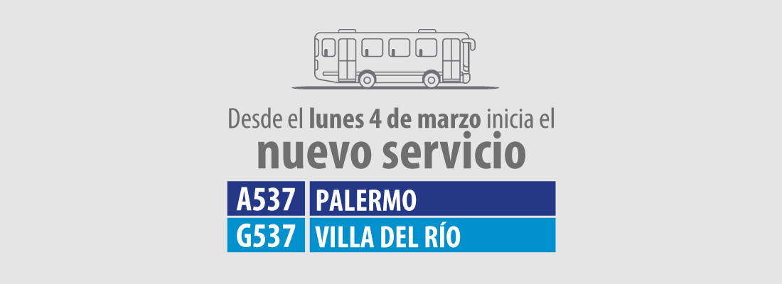 Nuevo zonal servicio A537 Palermo - G537 Villa del Río