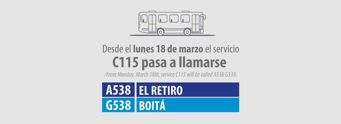 Servicio zonal C115 cambia de nombre y extiende su recorrido a Boita
